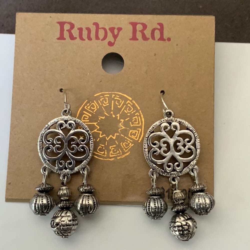 Ruby Rd. Silver Bohemian Filigree Earrings